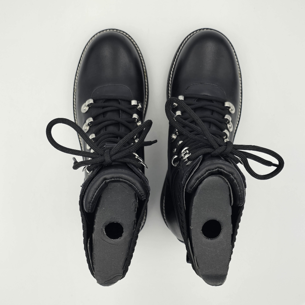 NWOT Marc Fisher Ltd. Black Knit Collar Elwa Round Toe Lace-Up Leather Boots 6.5 - Picture 11 of 16